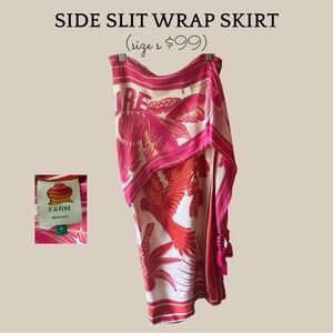 Farm Rio Pink Side Slit Wrap Skirt